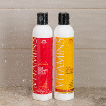 Load image into Gallery viewer, Vitamins Hair Growth Support Shampoo and Conditioner with Biotin, Keratin, and Baicapil in the shower