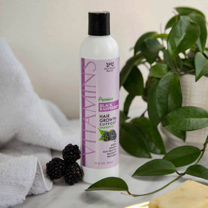 Premium Hair Growth Support Shampoo, Black Raspberry, Sulfate Free, with Biotin, Keratin, Acai Fruit Oil, Baicapil, Procapil